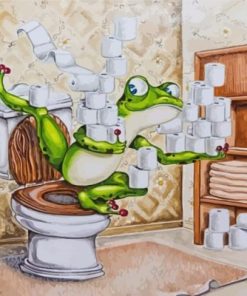 Frog In Toilet paint By Numbers