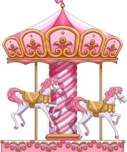 Pink Carousel Horse Paint By Numbers