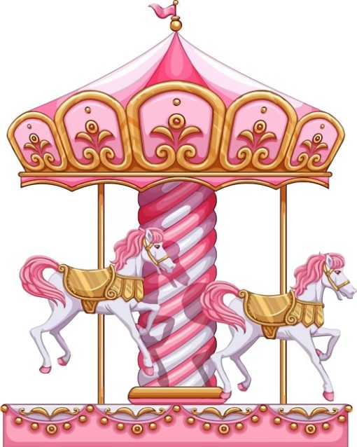 Pink Carousel Horse Paint By Numbers