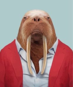 Walrus Wearing Red Paint By Numbers