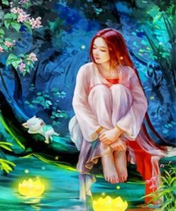 Asian Forest Girl paint by numbers