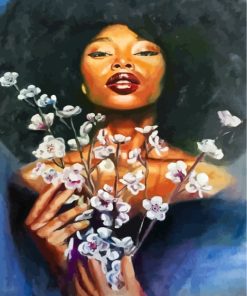 Black Woman And Flowers Paint By Numbers