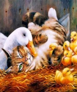 Cat And Duck Family paint By Numbers