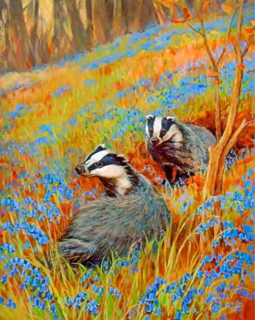 Cute Badgers Paint By Numbers