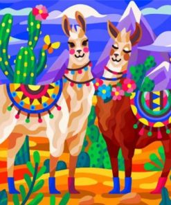 Illustration Cute Llamas Paint By Numbers