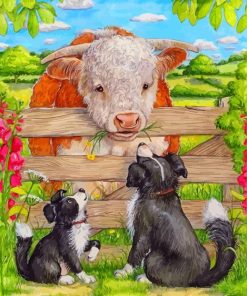 Dogs And Cow Paint By Numbers