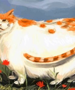 Fat Domestic Long Haired Cat Paint By Numbers