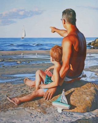 Father And Son Enjoying The Summer Paint By Numbers