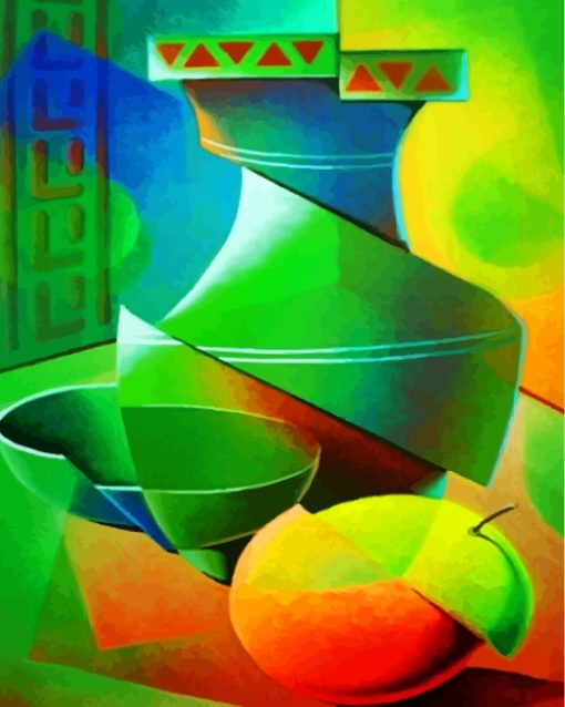 Green Jar And Fruits Paint By Numbers