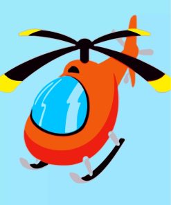 Orange Helicopter Paint By Numbers