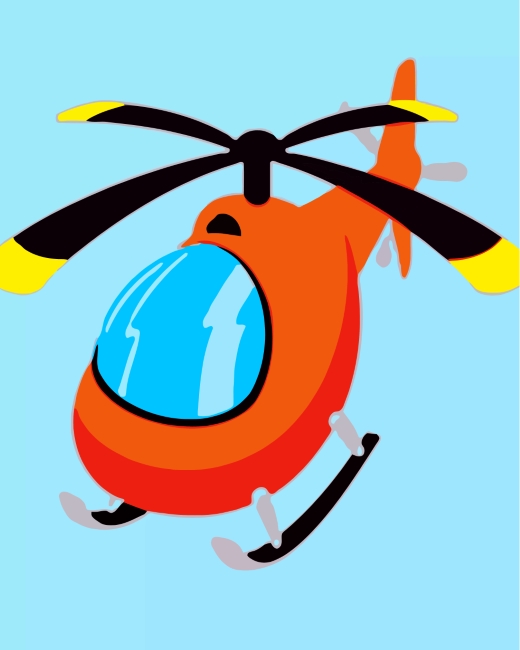 Orange Helicopter Paint By Numbers