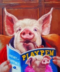 Pig Reading A Magazine paint by numbers