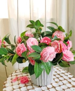 Pink Camellia Bouquet Paint By Numbers