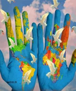 World Map Hands Paint By Numbers