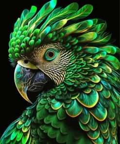 Green Parrot Paint By Numbers