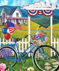 Summer Patriotic Bicycle Paint By Numbers