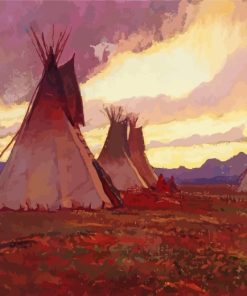 Teepees At Sunset Paint By Numbers