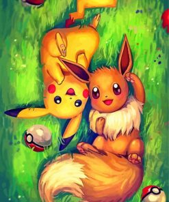 Pikachu And Eevee Paint By Numbers