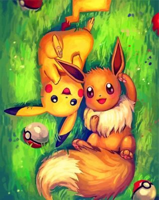 Pikachu And Eevee Paint By Numbers 