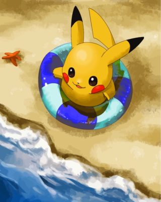  Pikachu In Beach Paint By Numbers