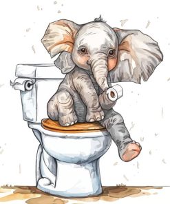 Elephant In Toilet Paint By Numbers art