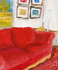 Abstract Red Couch Paint By Number