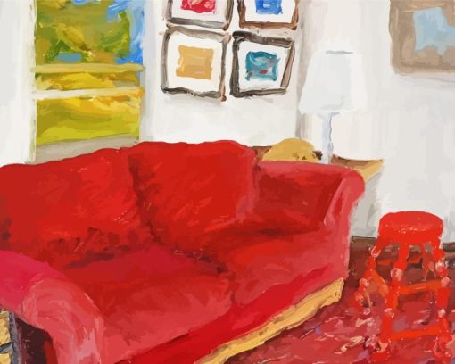 Abstract Red Couch Paint By Number