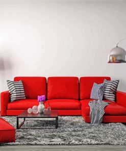 Monochrome Red Couch Paint By Numbers