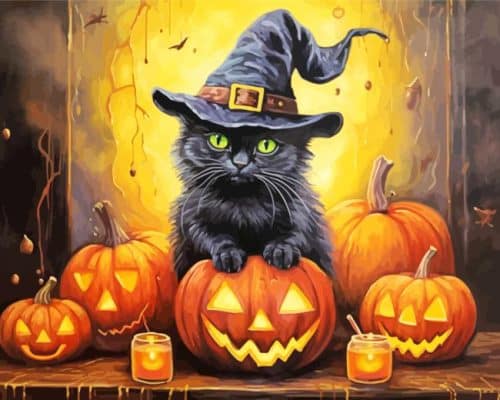 Black Cat Halloween Paint By Number