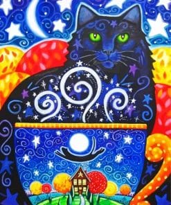 Black Cat Drinking Coffee Paint By Number