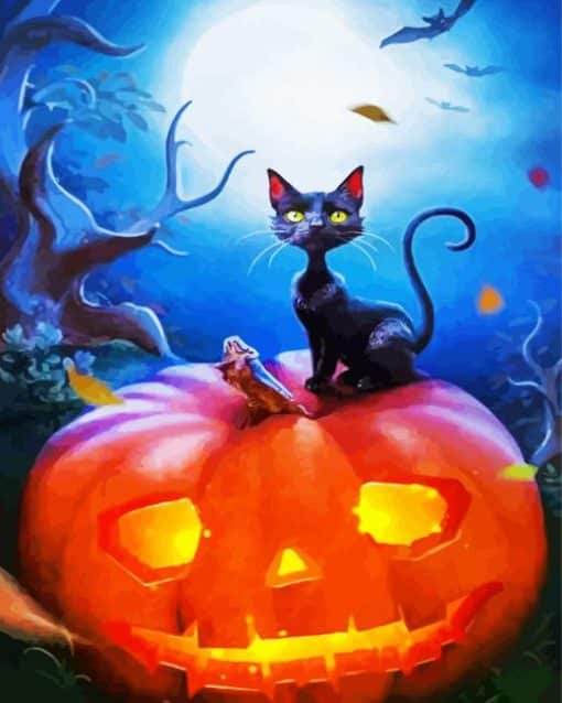 Black Cat Pumpkin Paint By Number