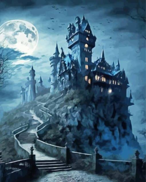 Castle Under The Full Moon Paint By Number