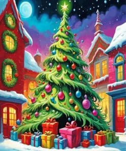 Christmas Tree And Gifts Paint By Number