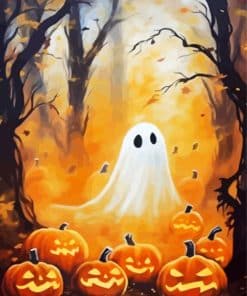 Cute Ghost With Pumpkins Paint By Number