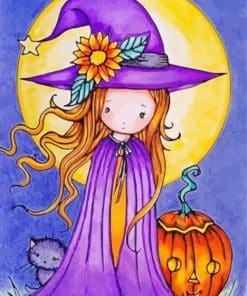 Cute Halloween Witch Paint By Number