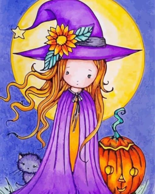 Cute Halloween Witch Paint By Number