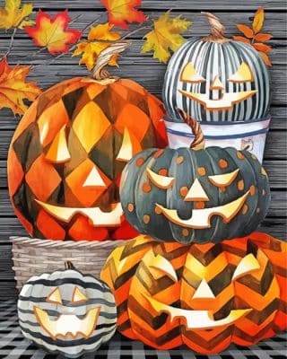 Halloween Pumpkins Decoration Paint By Number