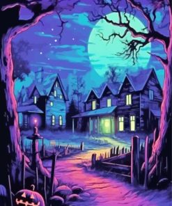 Glowing Haunted House Paint By Numbers