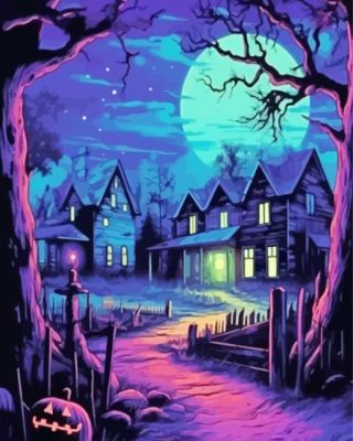 Glowing Haunted House Paint By Numbers 