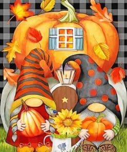 Gnomes With Pumpkin House Paint By Number