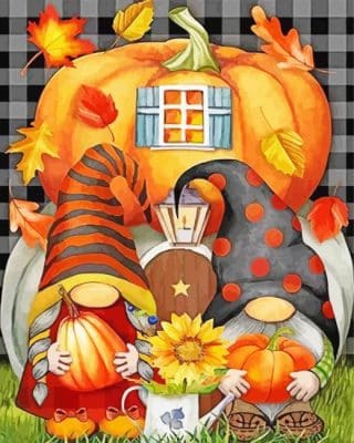 Gnomes With Pumpkin House Paint By Number