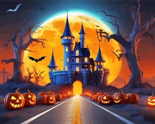 Halloween Castle paint by number