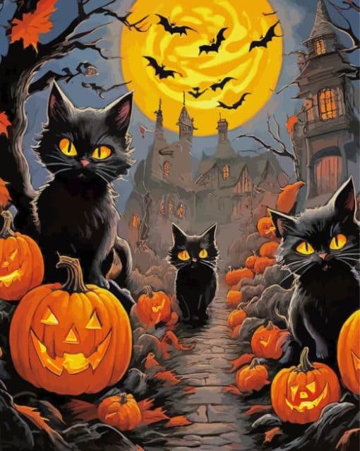 Halloween Cats paint by numbers