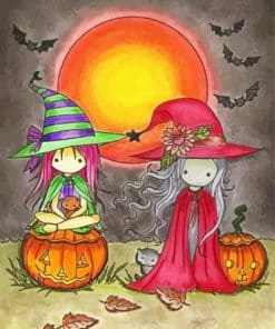 Halloween Cute Witches Paint By Number