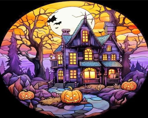 Haunted Halloween House Paint By Number