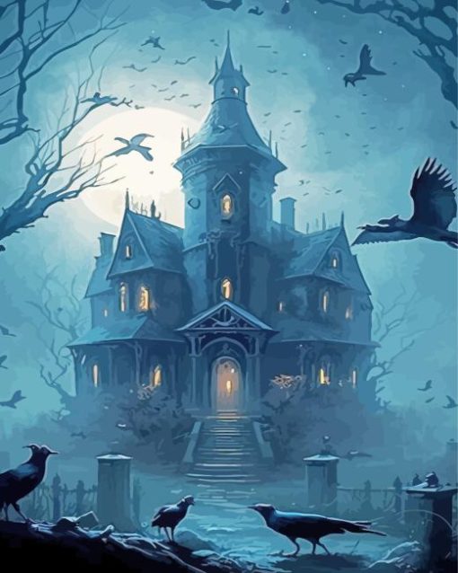 Haunted House In The Moonlight Paint By Number