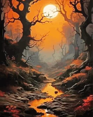 Haunting Woods Spooky Forest Paint By Number