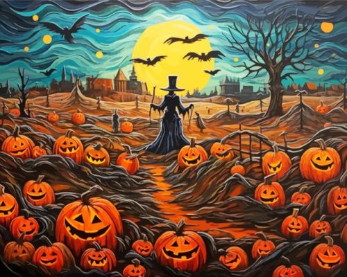 Midnight Pumpkin Fields Paint By Number