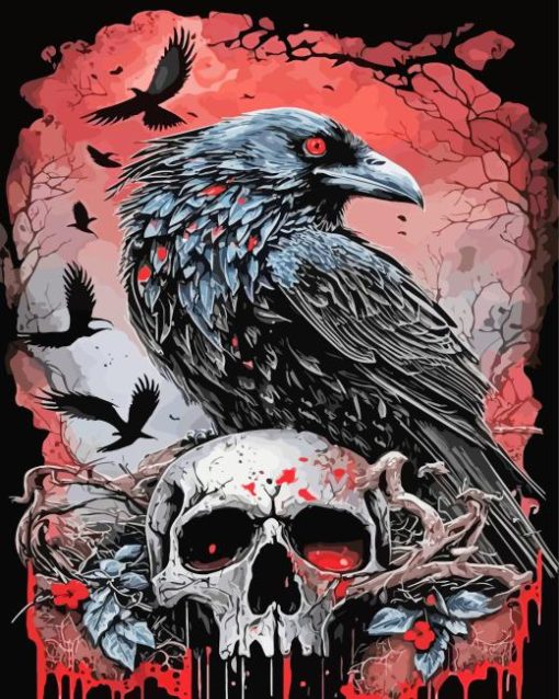 Crow And Skull Paint By Number