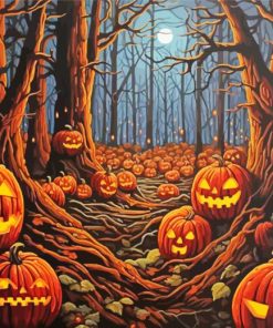 Pumpkins Under Midnight Sky Paint By Number